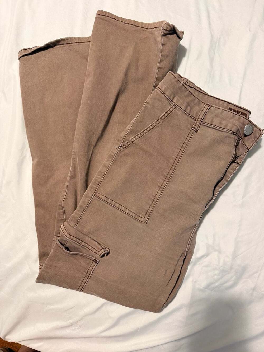 VIP Jeans Brown High Waisted Stretch Cargo Flare Pants